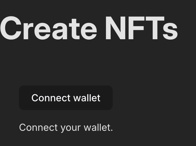 The application showing the wallet connection button